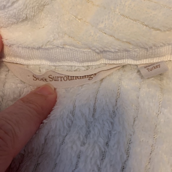 Soft surroundings cream ribbed belt soft fluffy cozy long robe dressing gown XS - Picture 8 of 11
